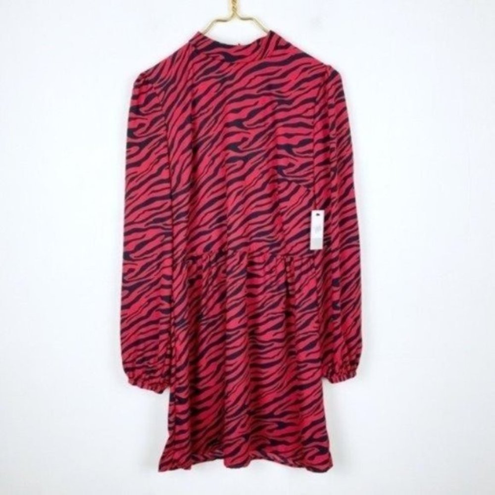 BP Printed Mock Neck Long Sleeve Dress